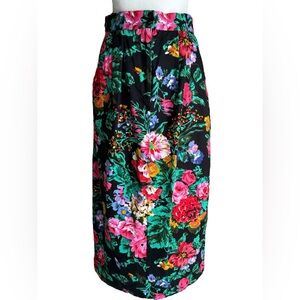 Vintage 90s Floral Denim Midi/Maxi Skirt